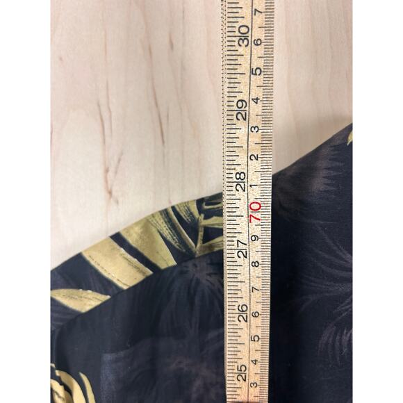 Palmwave Hawaiian Shirt Mens M Black Gold Palm Leaves Aloha Button Up - Picture 7 of 8